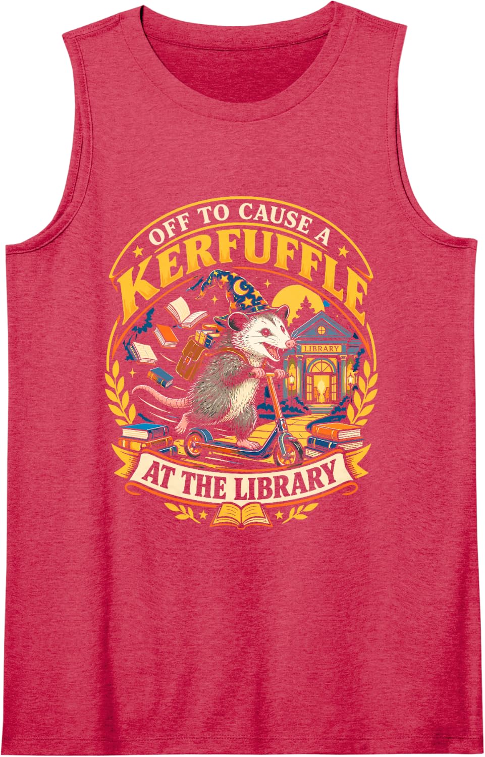 Off to Cause A Kerfuffle At The Library Opossum Scooter Sleeveless Tank Top - Red