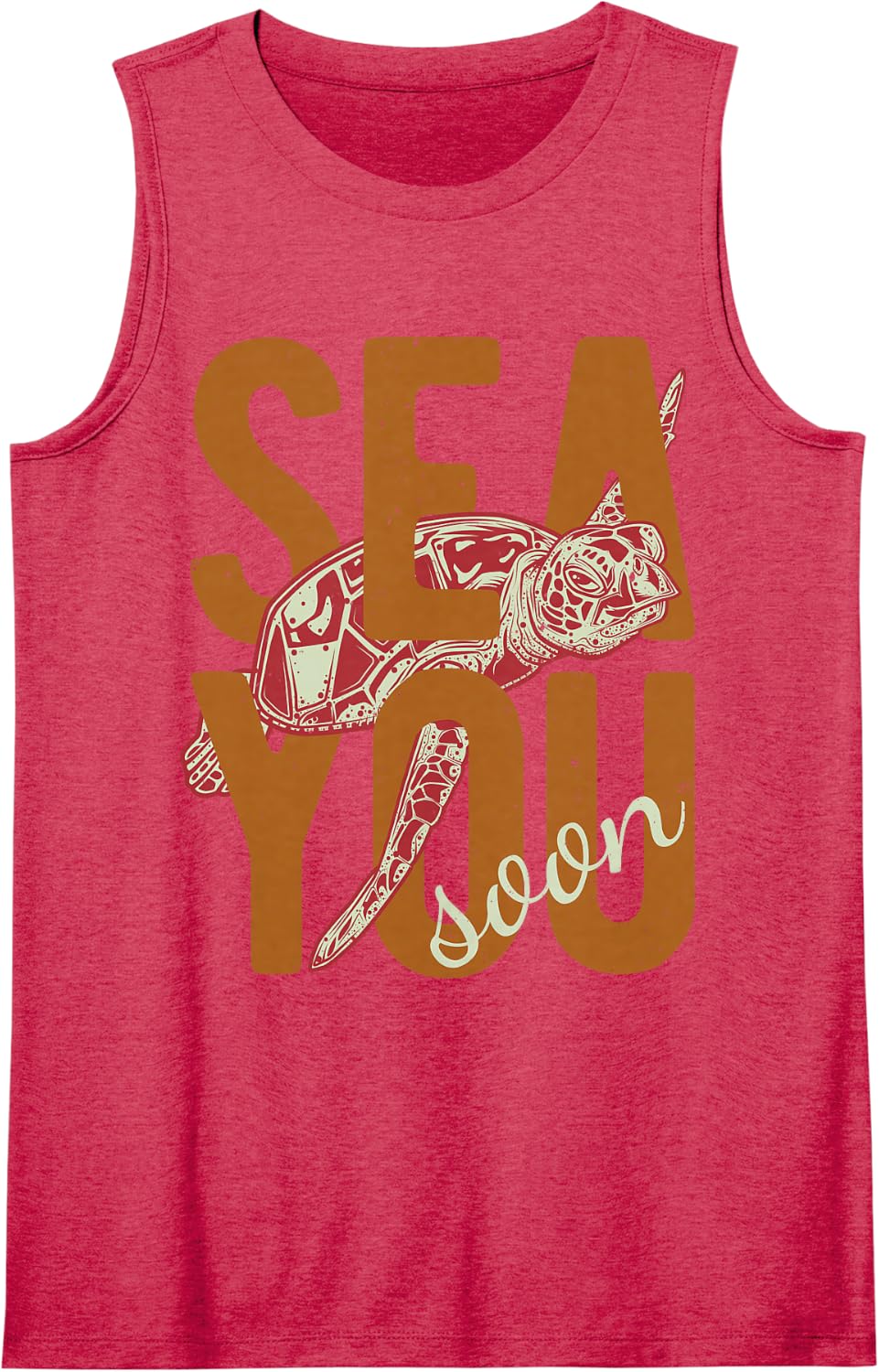 Sea You Soon | Sea Turtle Sleeveless Tank Top - Red