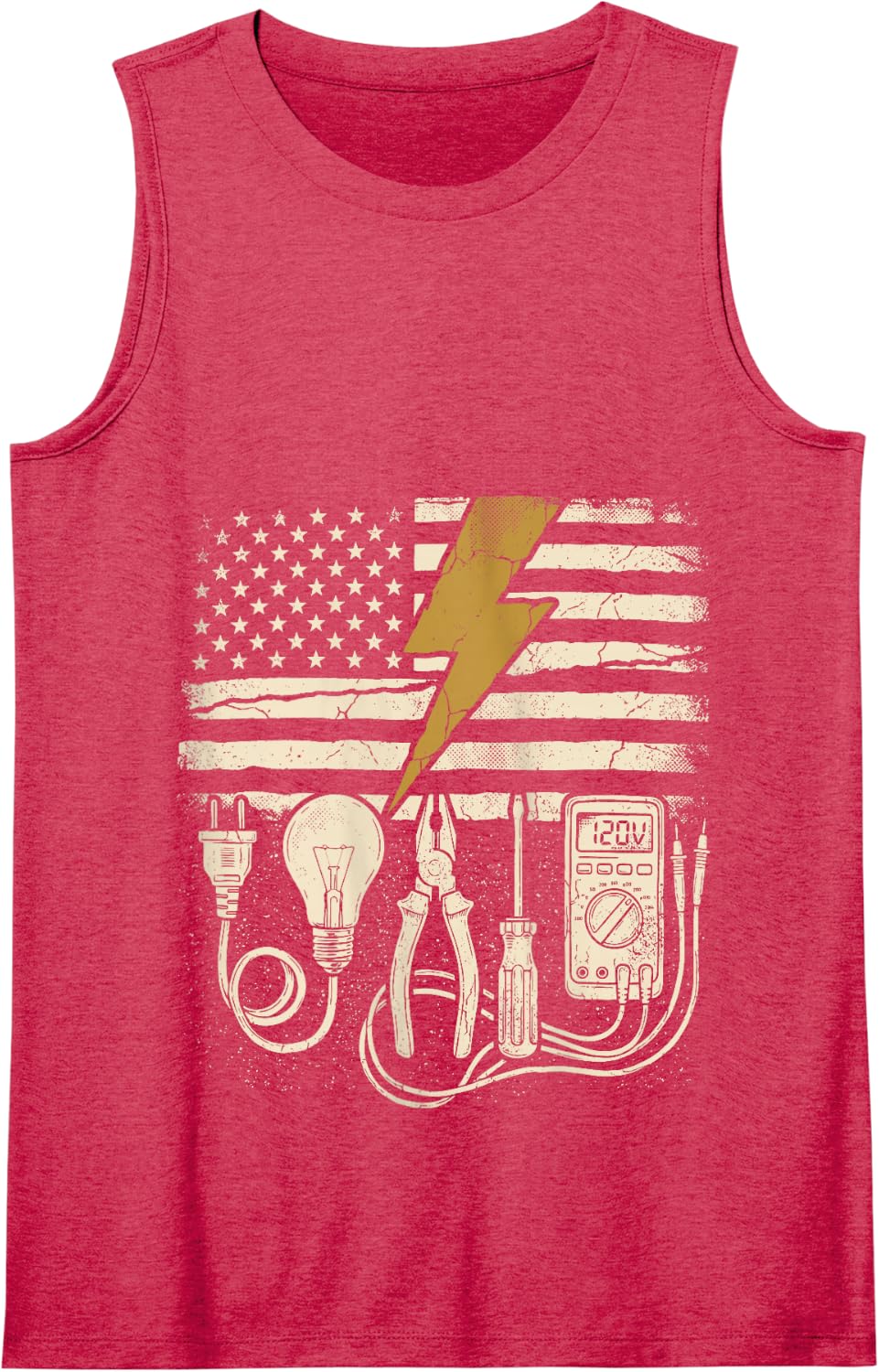 Electrician USA Flag 4th of July Tank Top - Red