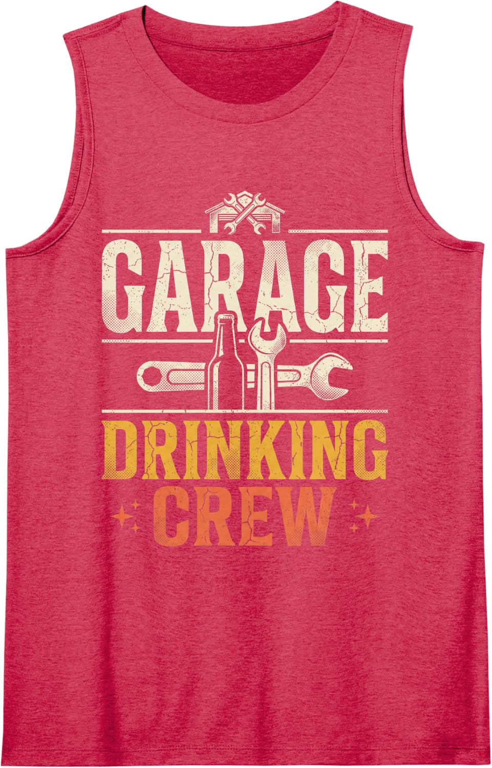 Garage Drinking Crew Handyman Car Mechanic Motorcycle Garage Tank Top - Red