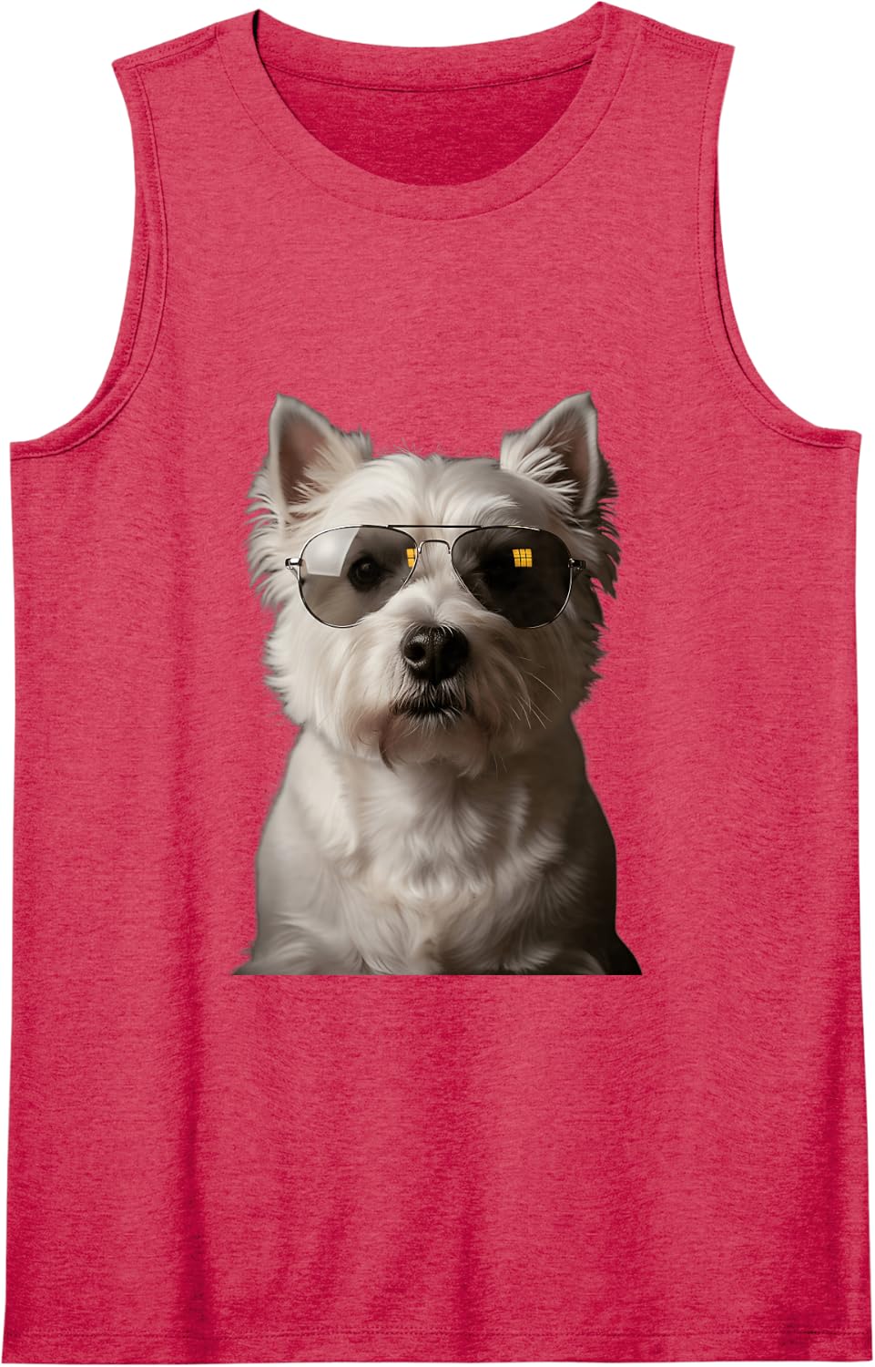 Funny Westie Dog Aviator Sunglasses for Men Women Sleeveless Tank Top - Red