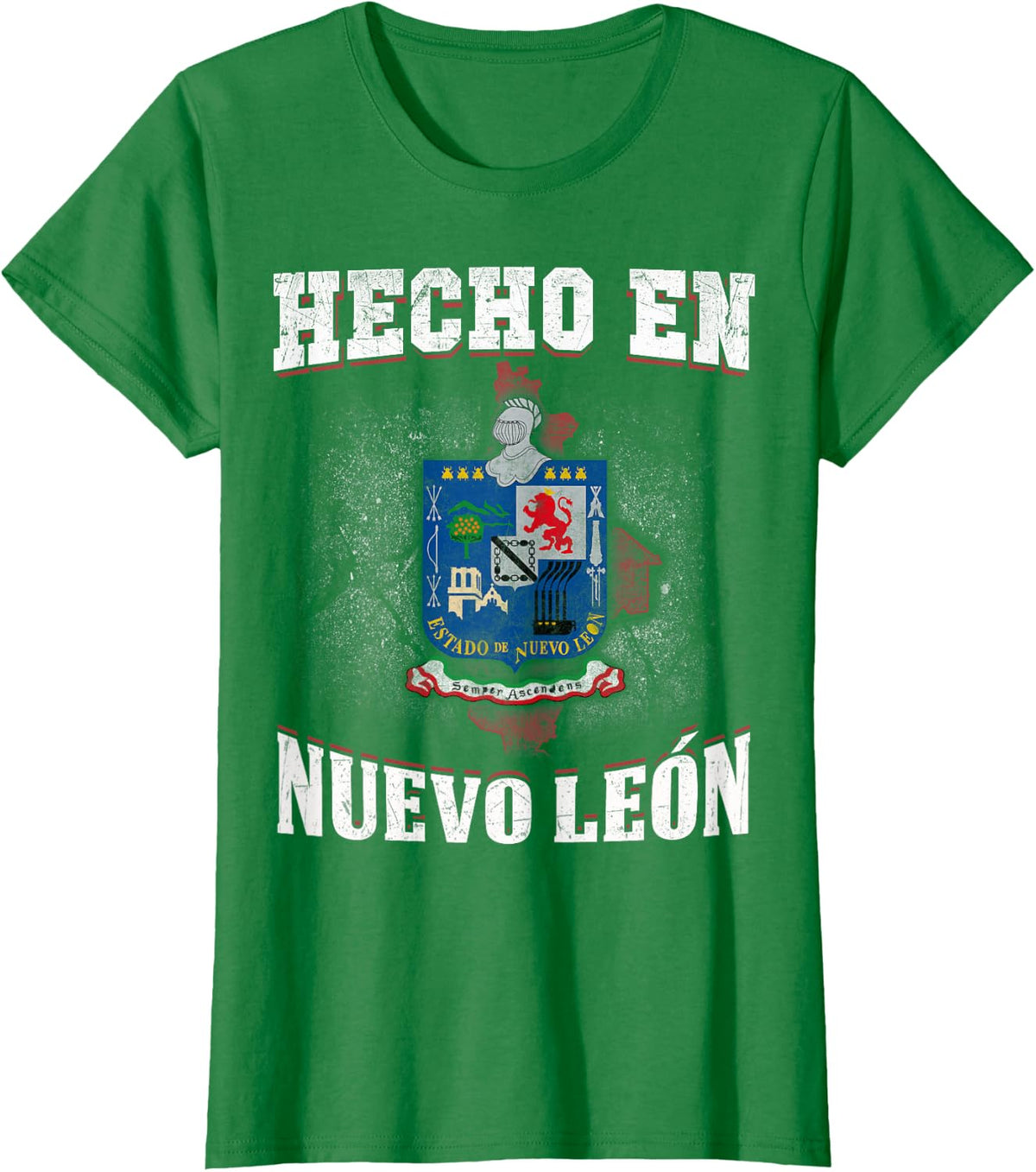 Hecho En Nuevo Leon Mexican flag t-shirt coat of arms clothe - Kelly Green