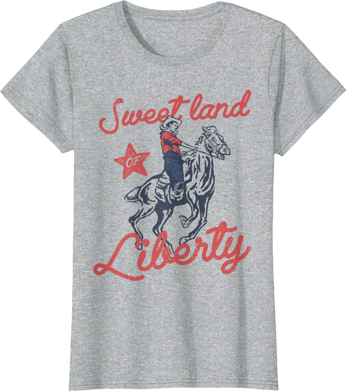 Sweet Land Of Liberty Western Cowboy Cowgirl 4th of July T-Shirt - Heather Grey