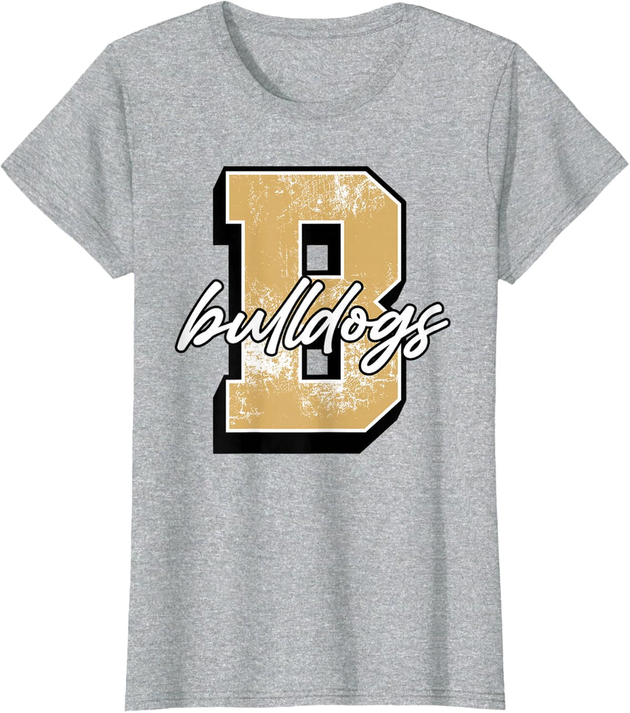 Gold Bulldogs School Spirit Game Day Bulldog Pride Mascot T-Shirt - Heather Grey