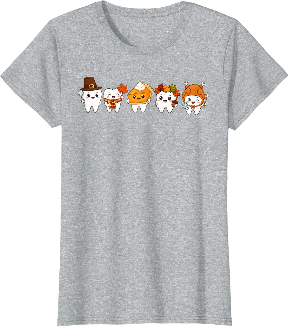 Dentist Dental Hygienist Fall Autumn Thanksgiving Teeth T-Shirt - Heather Grey