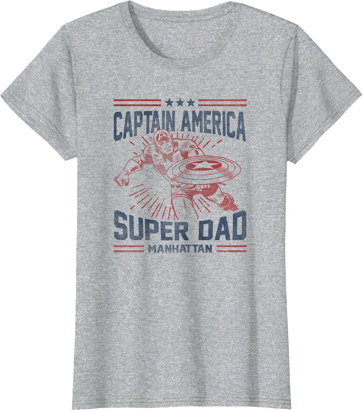 Marvel Father's Day Captain America Super Dad Poster T-Shirt - Heather Grey