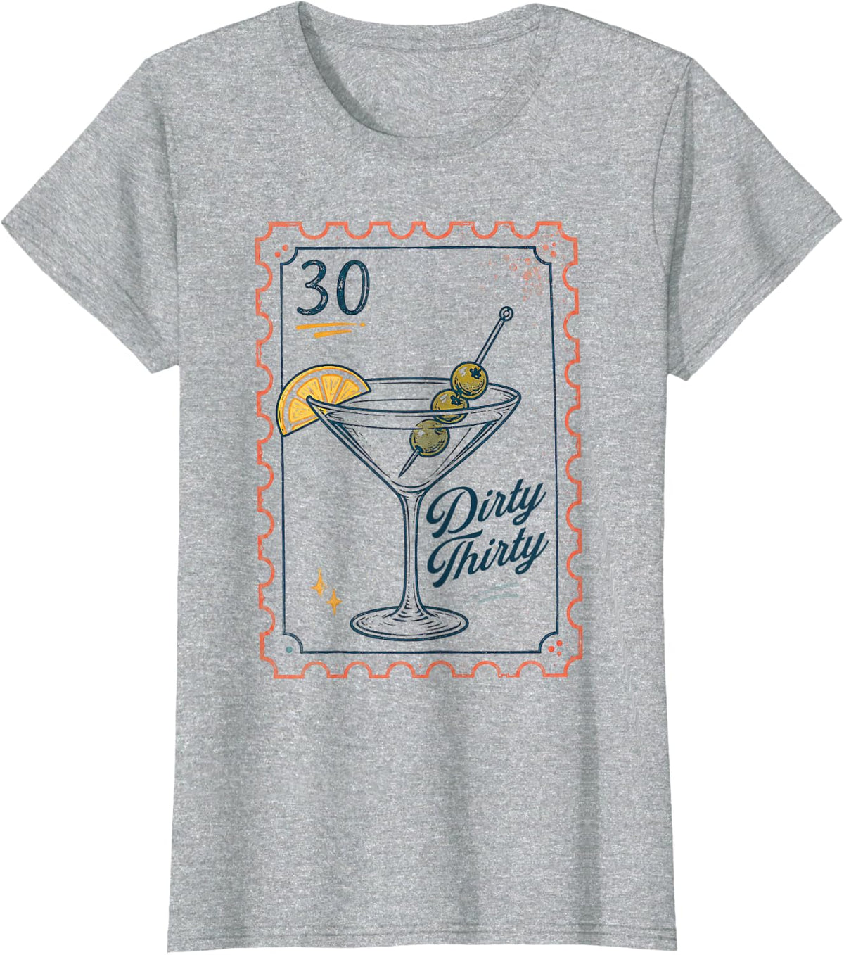 30th Birthday Queen Drinking Lover Martini Dirty A Thirty T-Shirt - Heather Grey