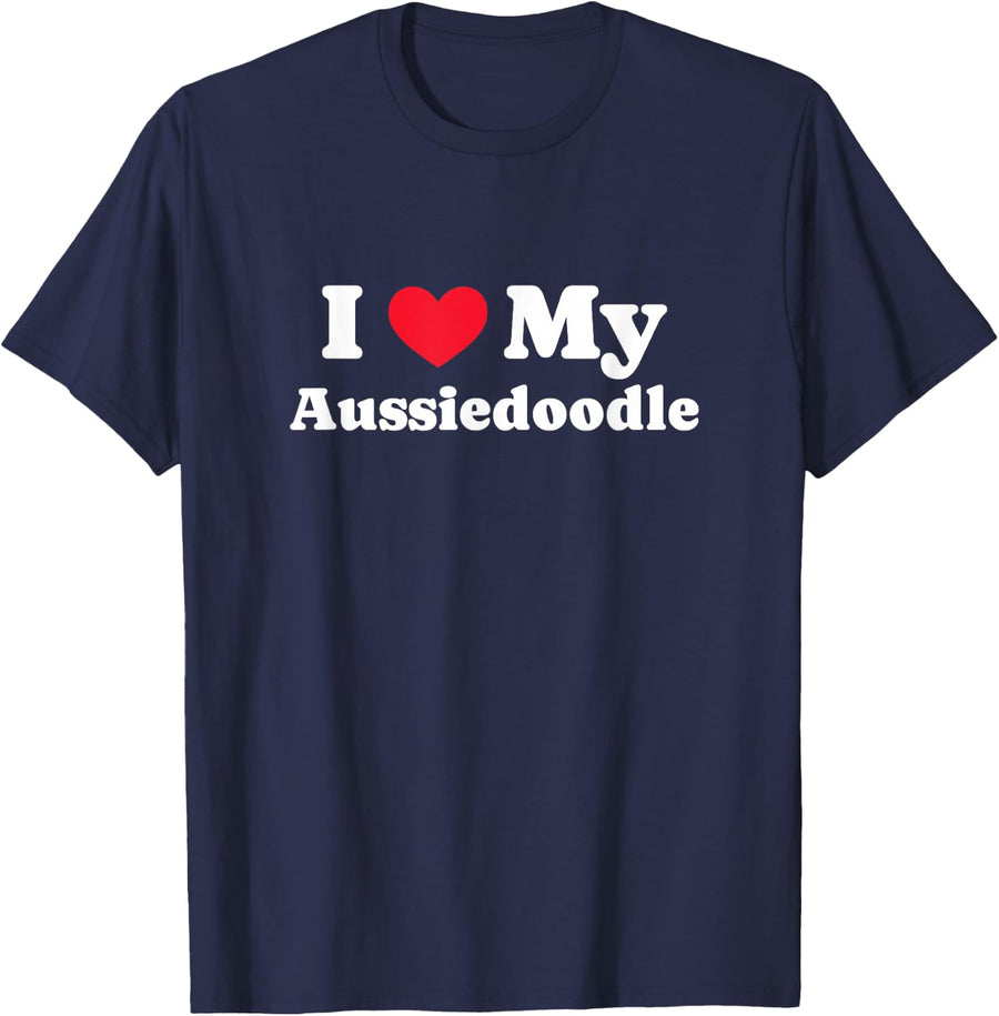 I Love My Aussiedoodle Aussie Poodle T-Shirt - Navy Blue