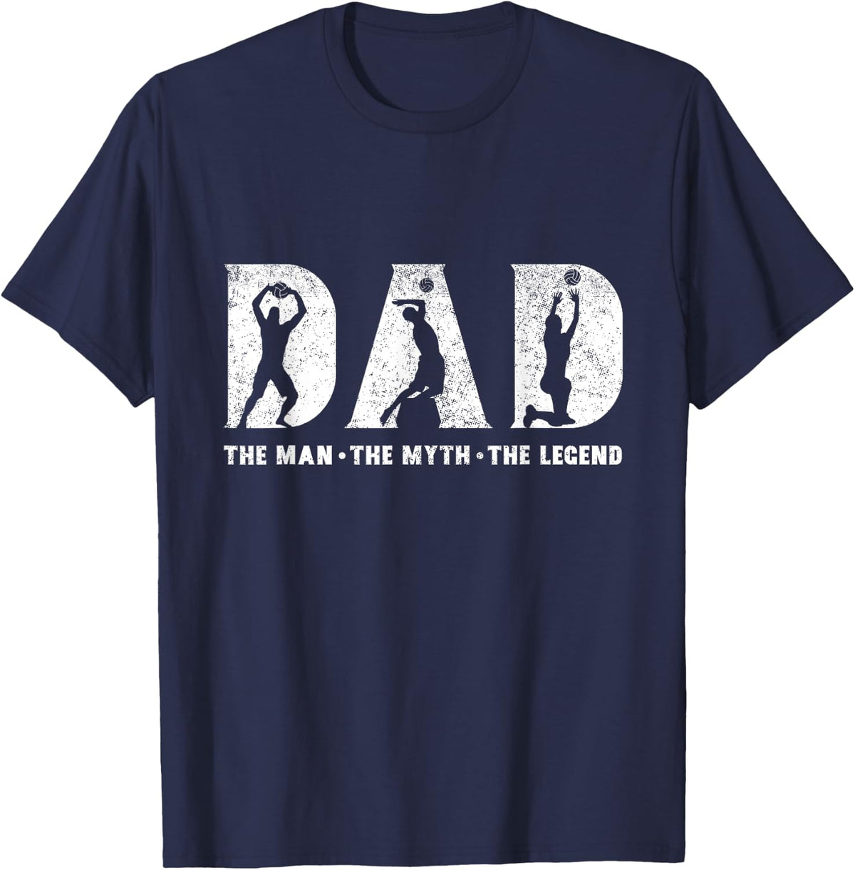 Volleyball Dad The Man The Myth The Legend Father's Day T-Shirt - Navy Blue