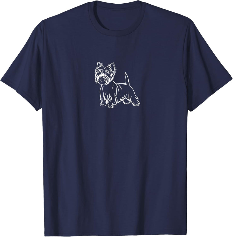 West Highland White Terrier - Minimalist Dog Breed Lover T-Shirt - Navy Blue