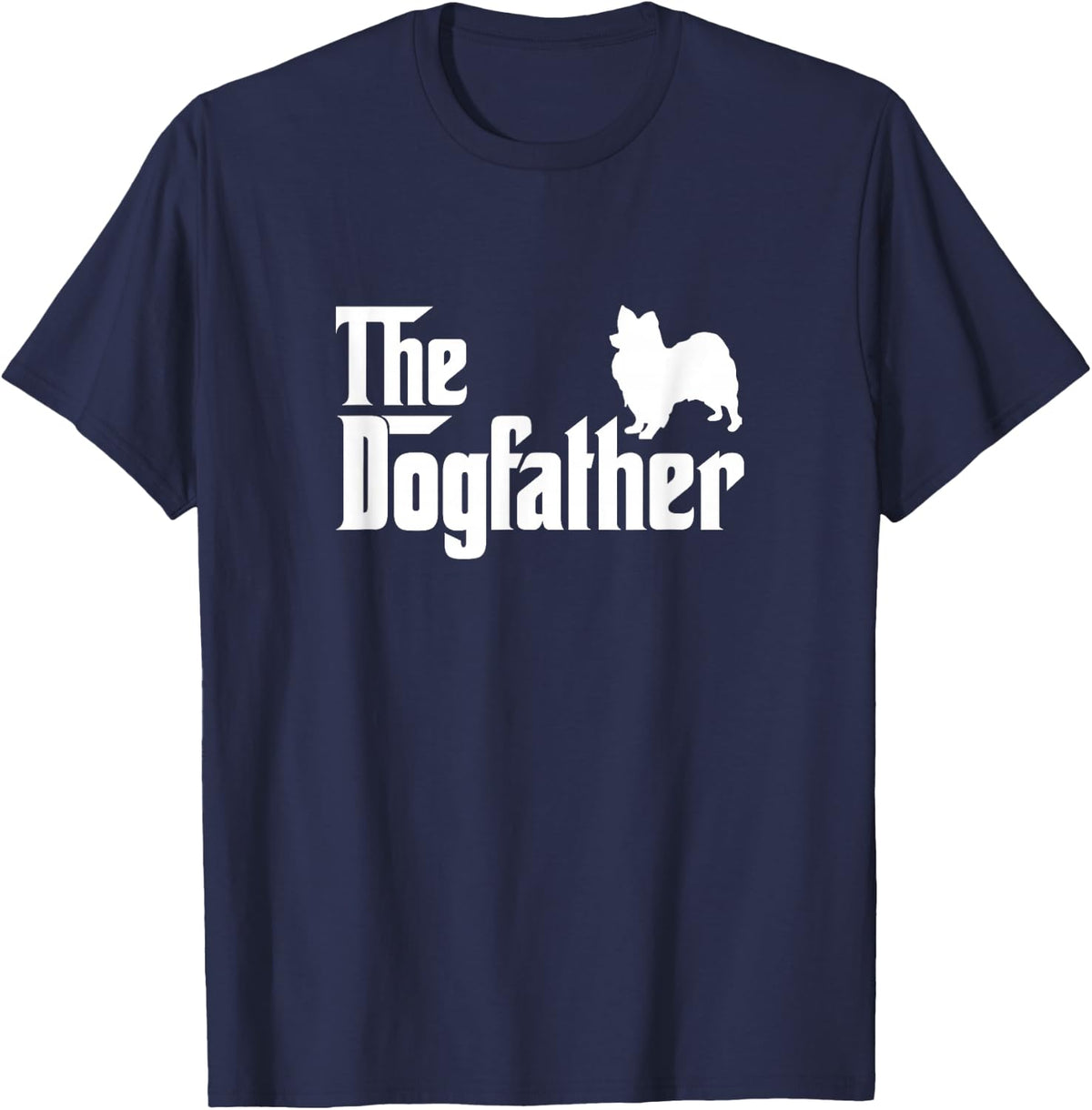 Papillon The DogFather Dog Papa Dad T-Shirt - Navy Blue