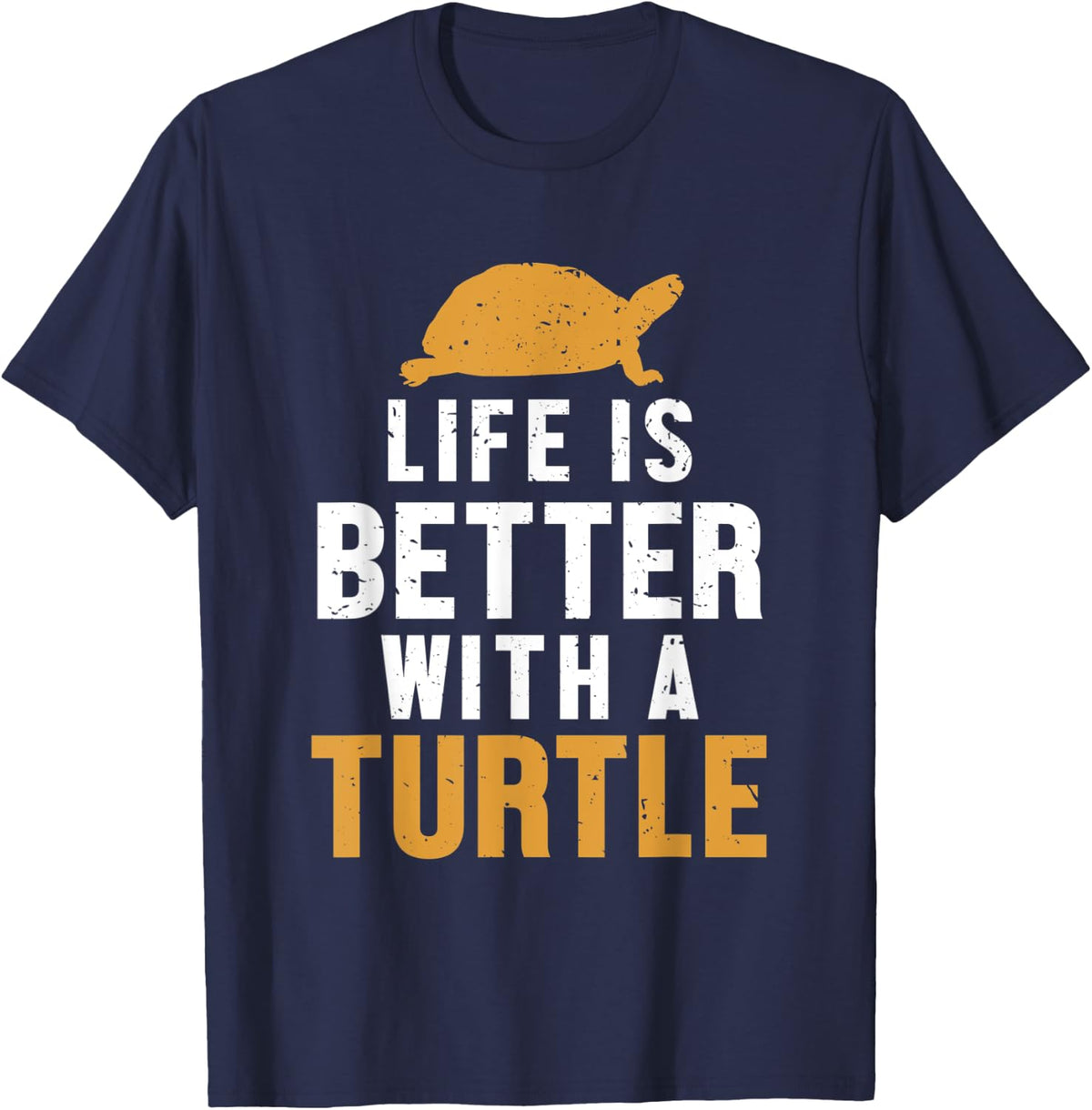 Life is Better with a Turtle Tortoise Painted Lover Turtle T-Shirt - Navy Blue