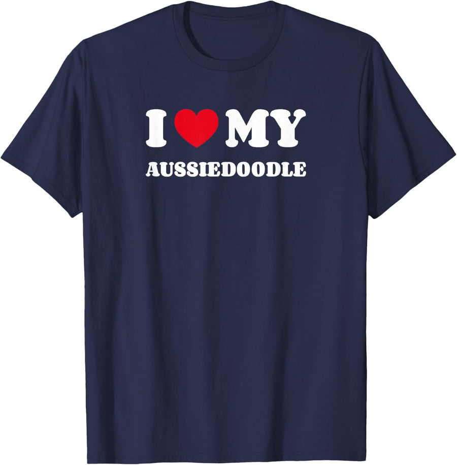 Aussiedoodles Aussie-Poos I Love My Aussiedoodle Aussie-Poo T-Shirt - Navy Blue