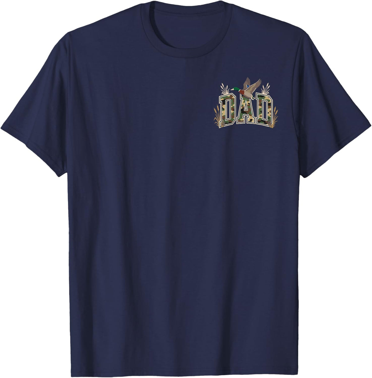 Dad Camo Mallard Duck Hunting Fathers Day Outdoors T-Shirt - Navy Blue