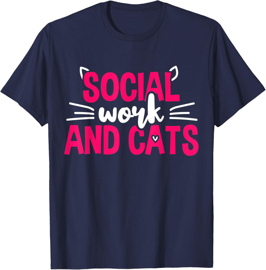 Social Work Social Worker Cat Men Women T-Shirt - Navy Blue