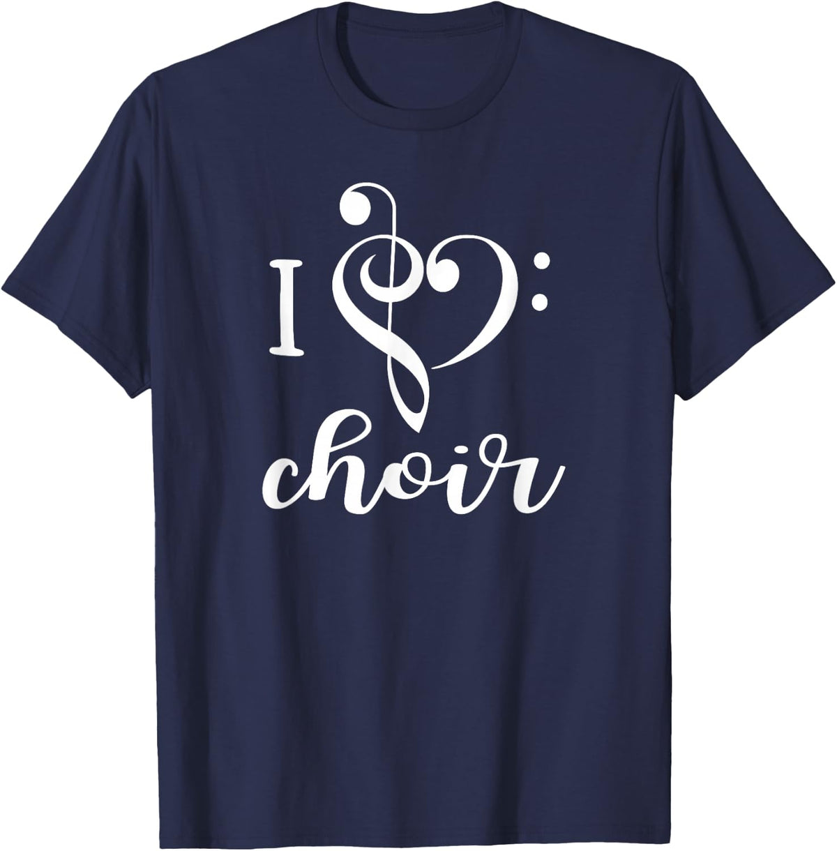 I Heart Choir T Shirt Love Music Chorus Treble Bass Clef T-Shirt - Navy Blue
