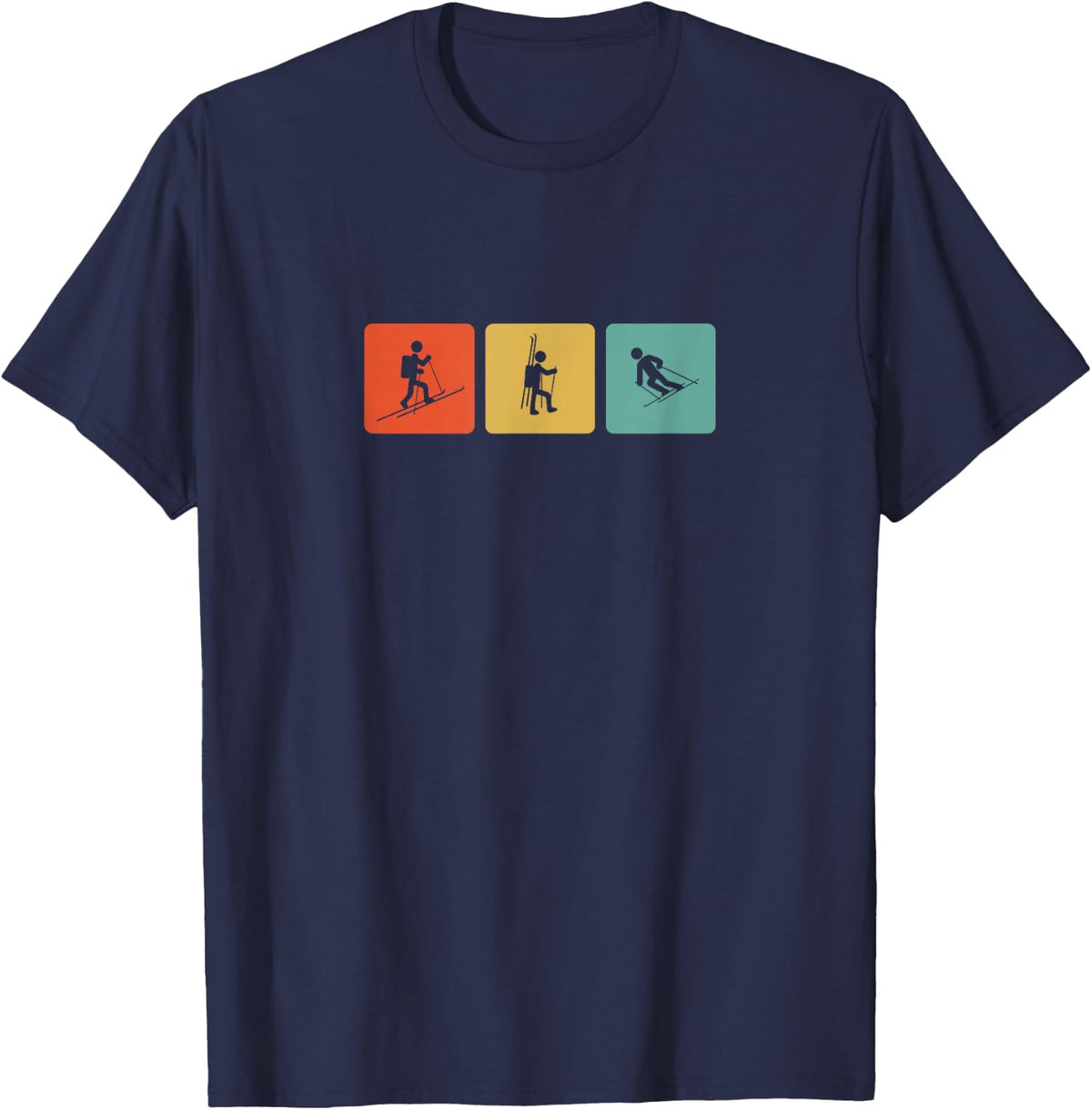 Backcountry Skiing T-Shirt Vintage Ski-Tours Ski Mountaineer T-Shirt - Navy Blue