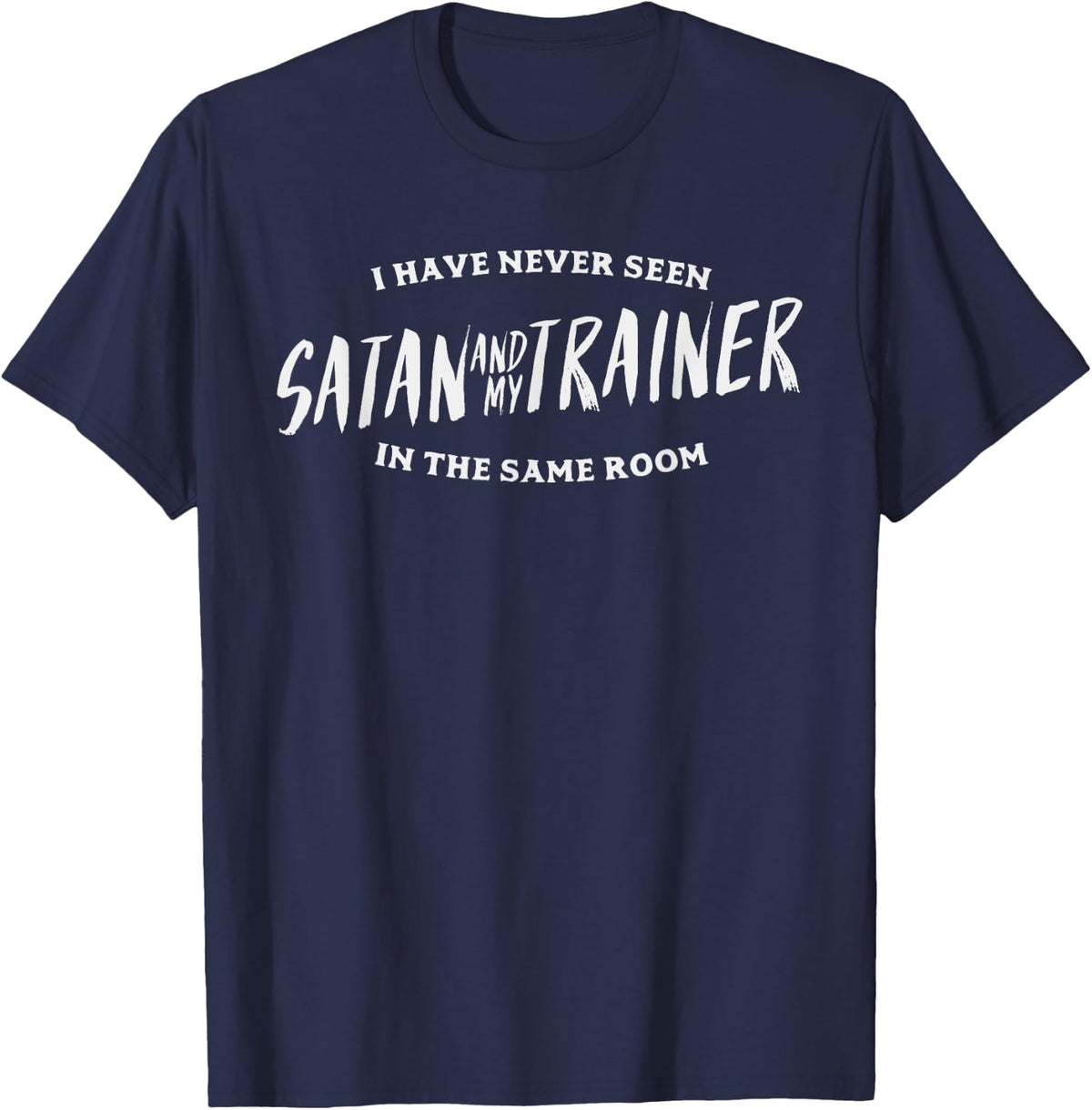 Funny Gym Shirt Fitness Trainer Satan Gift Weightlifting T-Shirt - Navy Blue