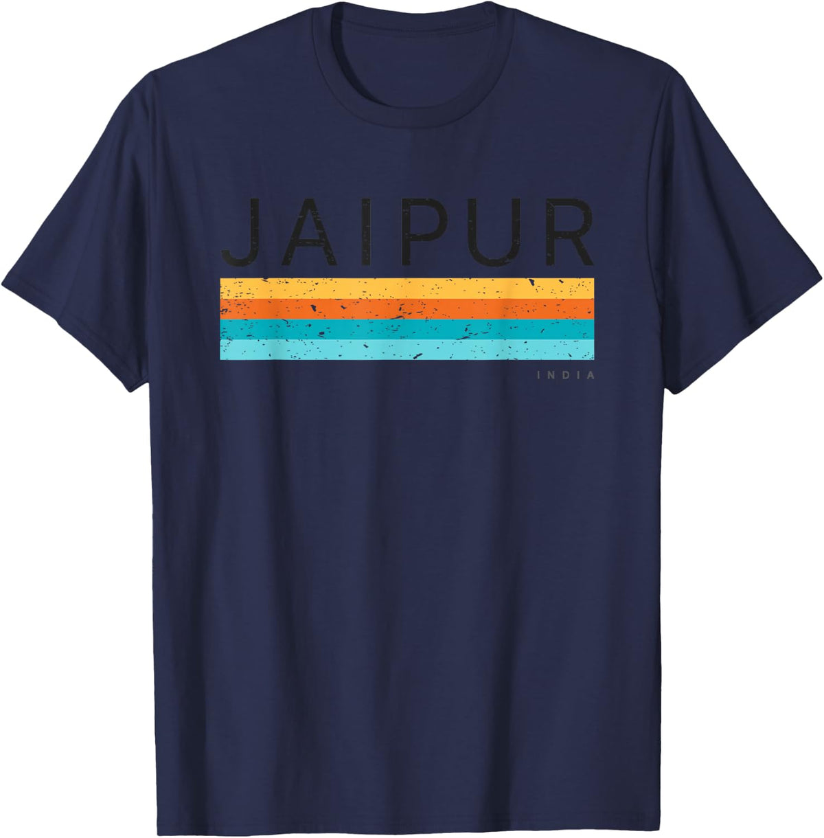 Vintage Jaipur India Retro Design T-Shirt - Navy Blue
