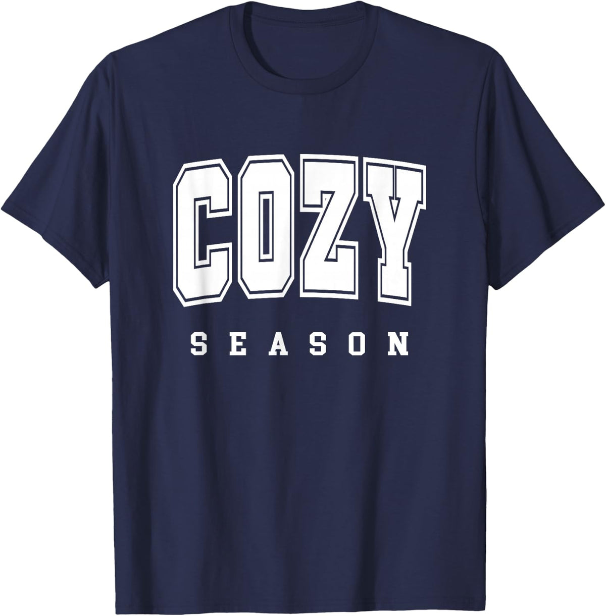 Cozy Season Retro Groovy Autumn Fall Themed Gift Winter T-Shirt - Navy Blue
