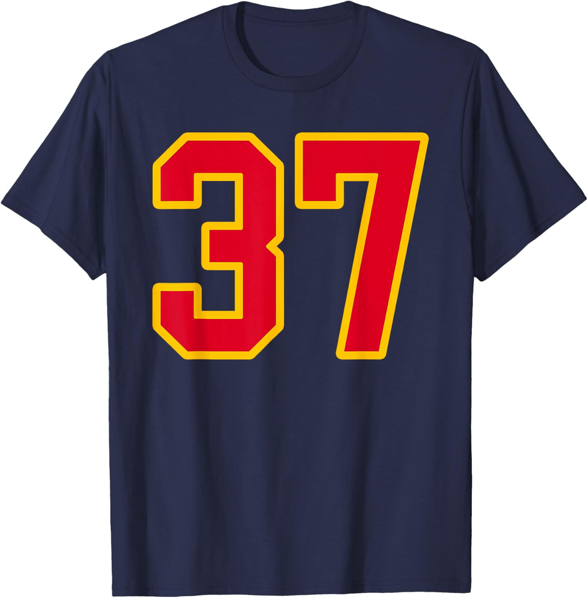 Bright Red Gold Number 37 Jersey Player Uniform #37 T-Shirt - Navy Blue