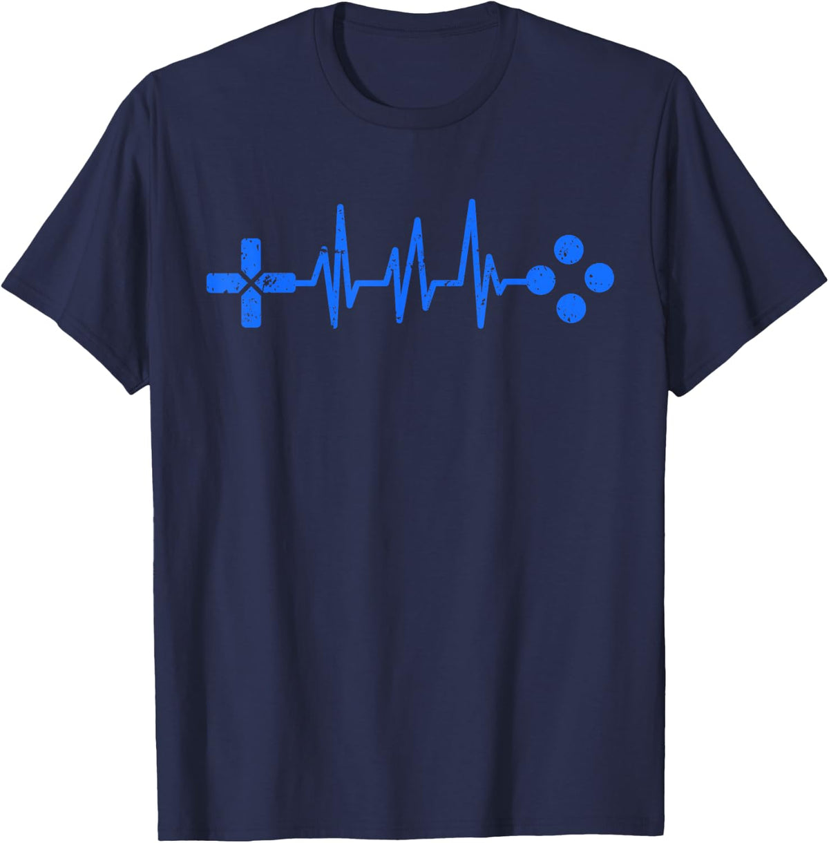 Video Gamer Heartbeat Gaming T-Shirt - Navy Blue