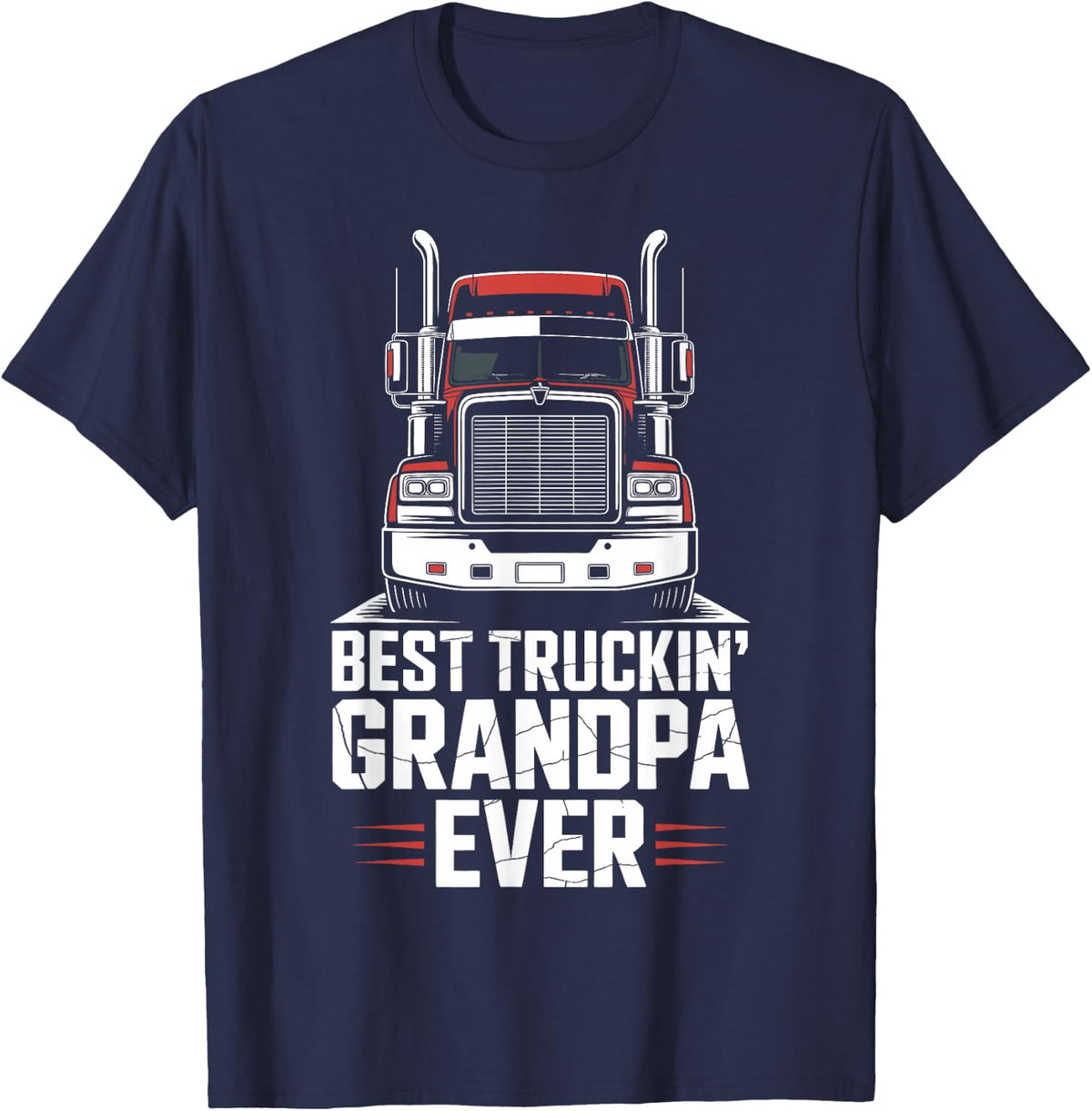 Best Truckin Grandpa Ever Trucker Truck Driver Grandpa T-Shirt - Navy Blue