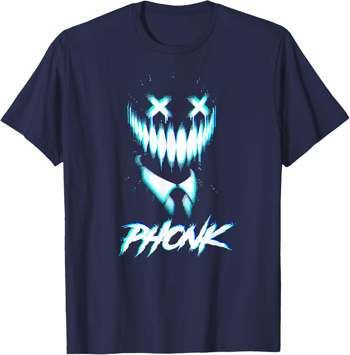 PHONK Music EDM techno glitchy creepy troll meme sigma phonk T-Shirt - Navy Blue