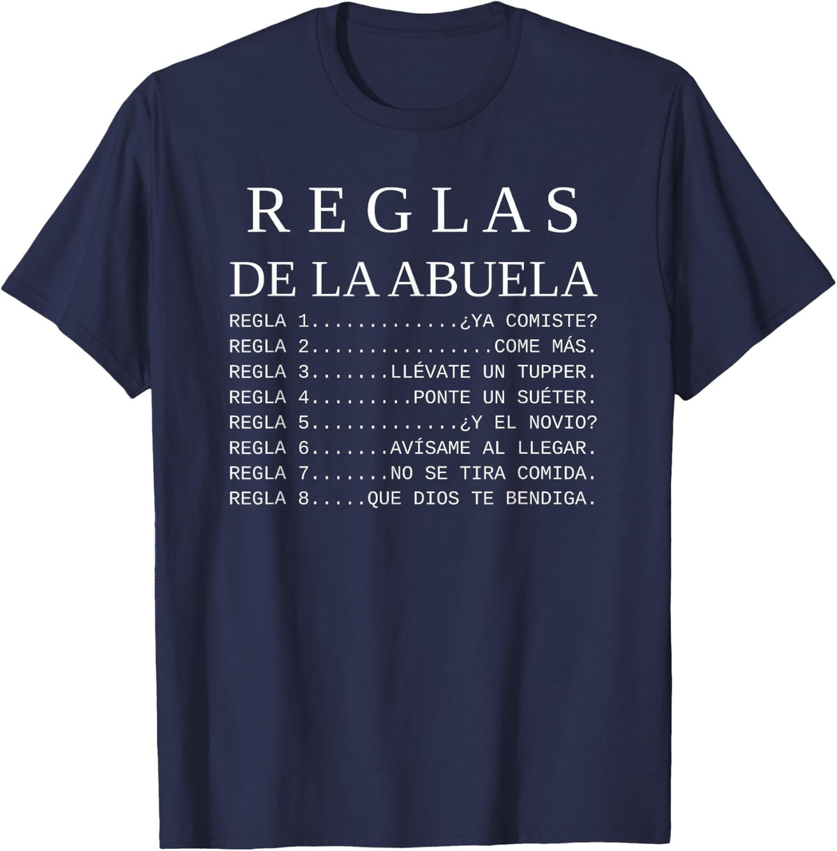 Reglas de la Abuela Funny Spanish Grandma Rules Mexican T-Shirt - Navy Blue
