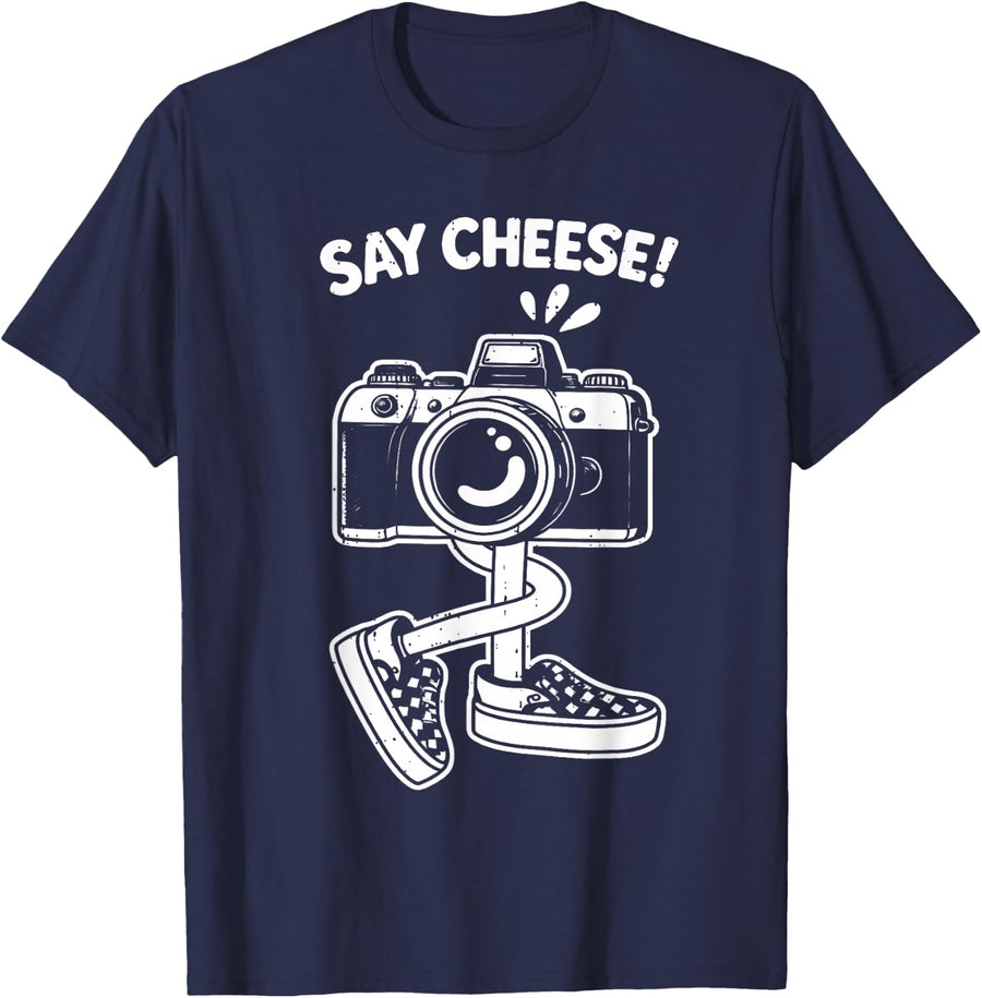 Photographer Say Cheese Funny Camera Humor Photography Men T-Shirt - Navy Blue