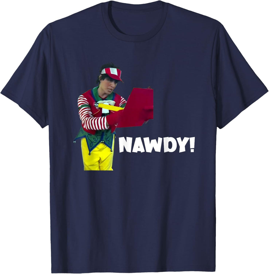 Angry Owl Apparel T-Shirt: Tally The Elf NAUGHTY NAWDY! Unisex-Adults, Black, Small, Short Sleeve, Modern Humorous,