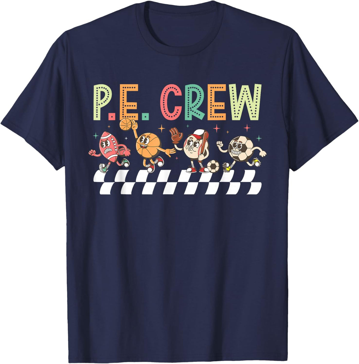 PE Crew PE Teacher Squad PE Teaching Team T-Shirt - Navy Blue