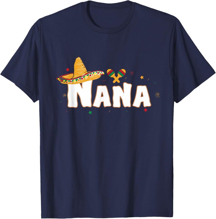 Fiesta Mexican Party Cinco De Mayo Nana Grandma T-Shirt - Navy Blue