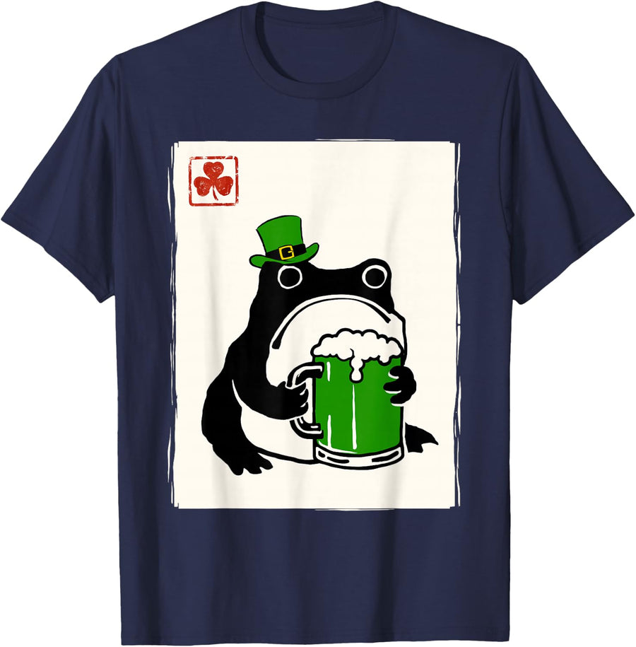 Grumpy Frog St Patty's Shamrock Beer Funny St Patrick's Day T-Shirt - Navy Blue