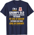 Grumpy Old 27th Engineer Battalion Veteran Funny Christmas T-Shirt - Navy Blue