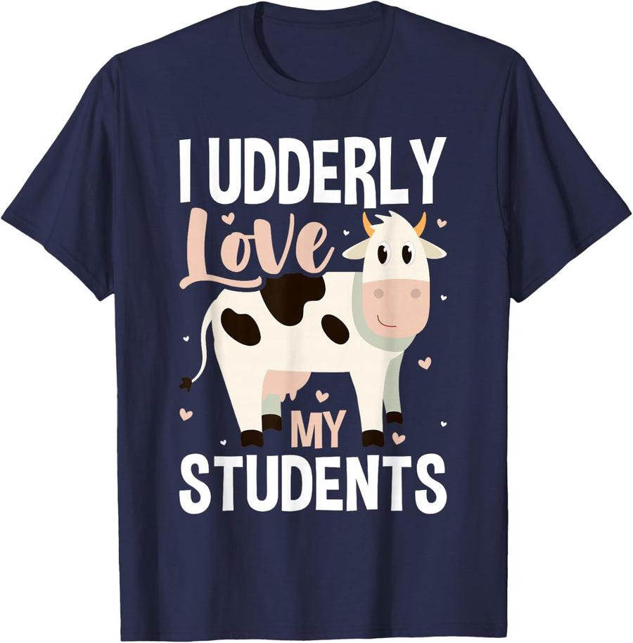 Cow Teacher Lover T-Shirt - Navy Blue