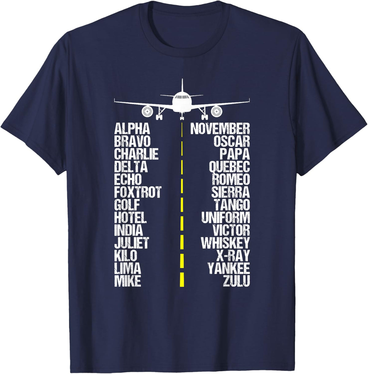 Aviation Phonetic Alphabet Code Pilot Airplane Aircraft T-Shirt - Navy Blue