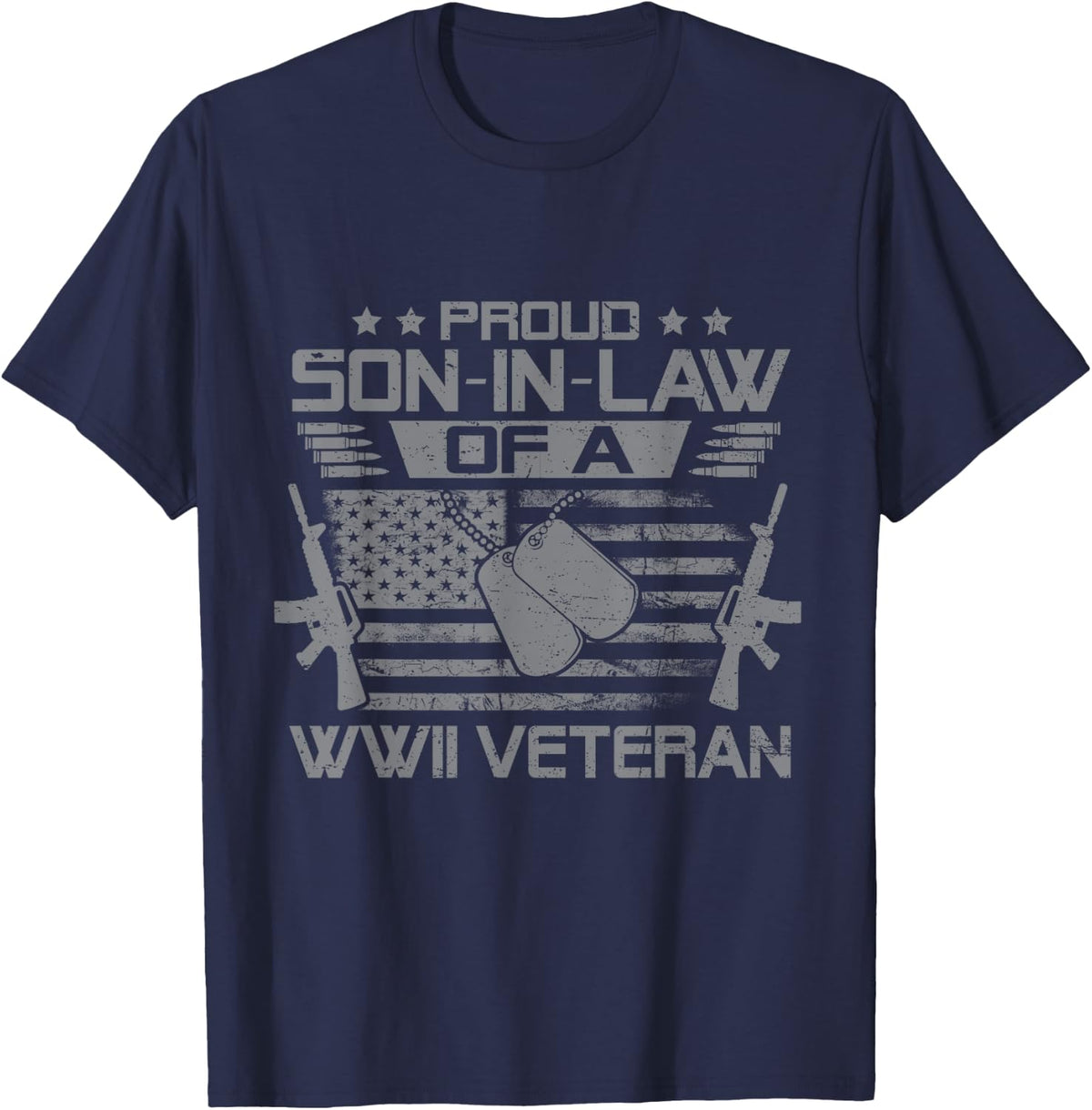 Proud Son-In-Law Of A WWII Veteran World War 2 Vet Family T-Shirt - Navy Blue