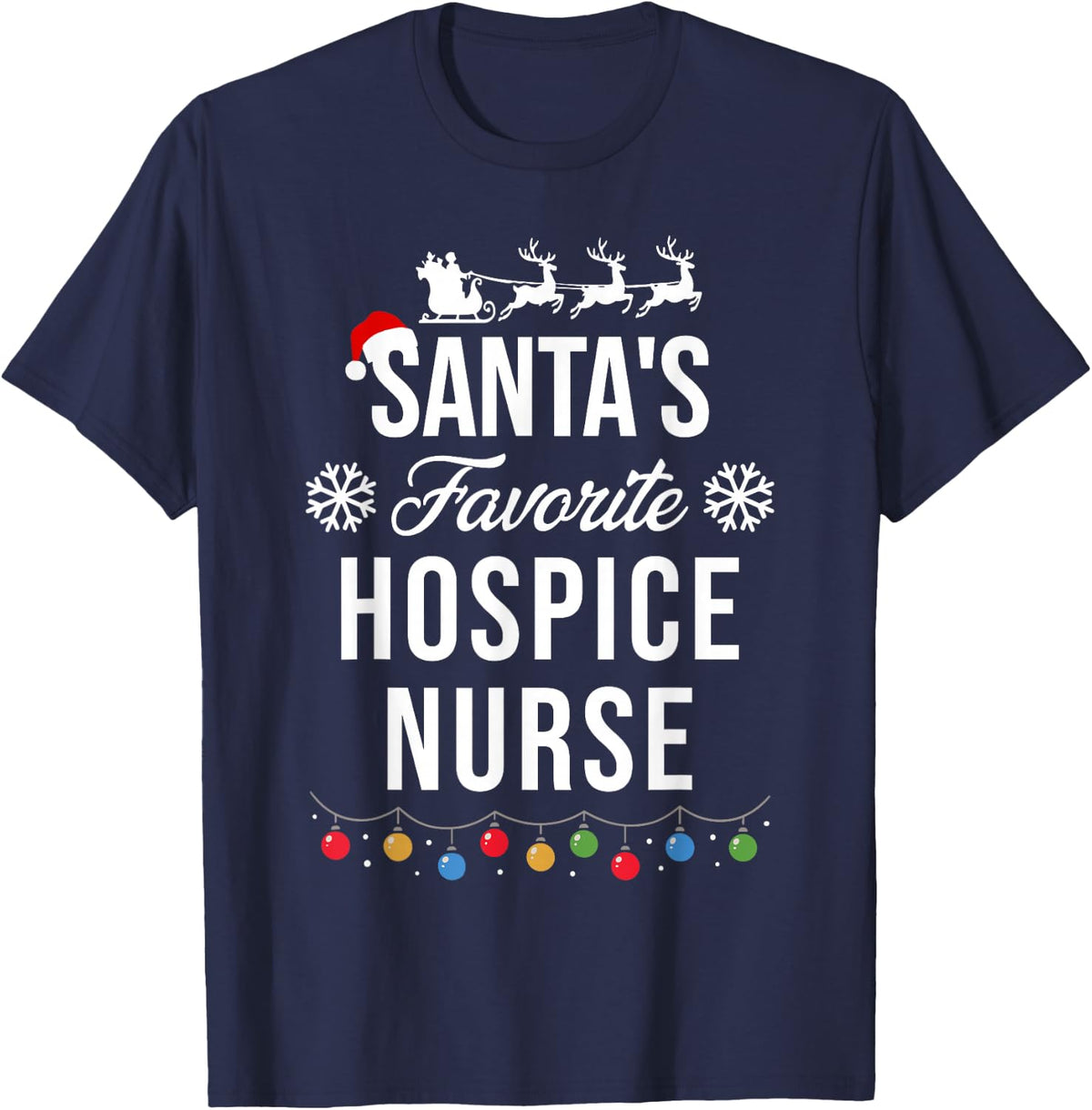 Santa's Favorite Hospice Nurse Funny Christmas Xmas T-Shirt - Navy Blue
