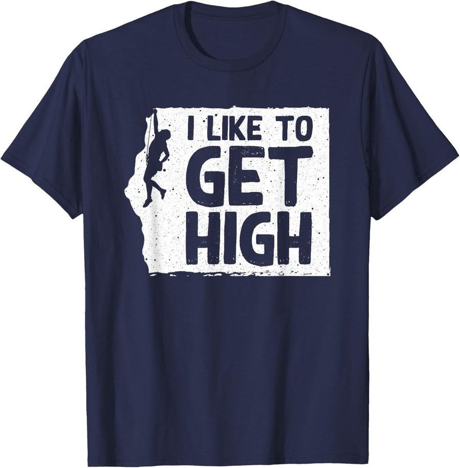 Funny Rock Climbing For Men Women Mountain Indoor Bouldering T-Shirt - Navy Blue