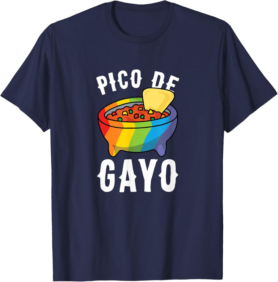 Funny Gay Pride Pico De Gayo for taco lover's Gift T-Shirt - Navy Blue