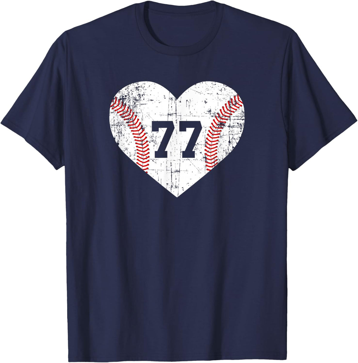Vintage Baseball 77 Jersey Number T-Shirt - Navy Blue