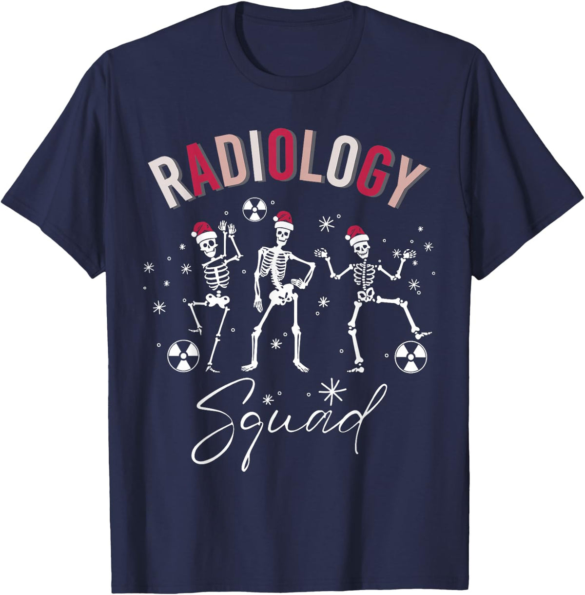 Radiology Squad Skeleton Christmas Radiologist Xray Tech T-Shirt - Navy Blue