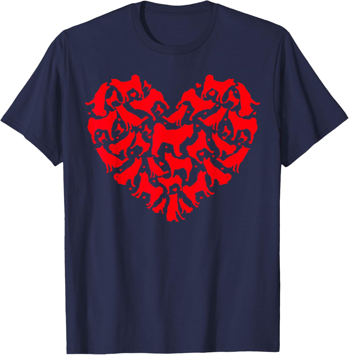 Akita Dog Lover Funny Love Heart Akita Valentine's Day T-Shirt - Navy Blue