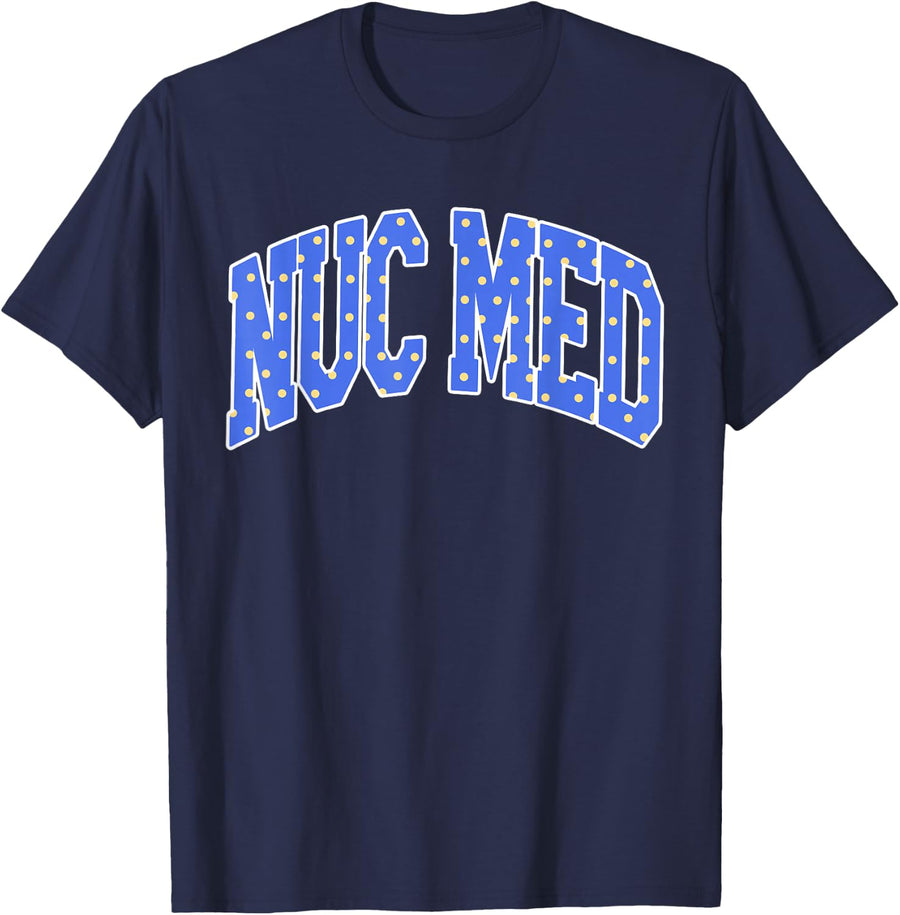 Blue Polka Dot Nuclear Medicine Imaging Tech Radiation ONC T-Shirt - Navy Blue