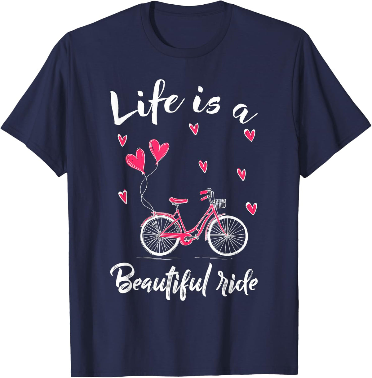 Cycling Life is A Beautiful Ride Bicycle T-Shirt - Navy Blue