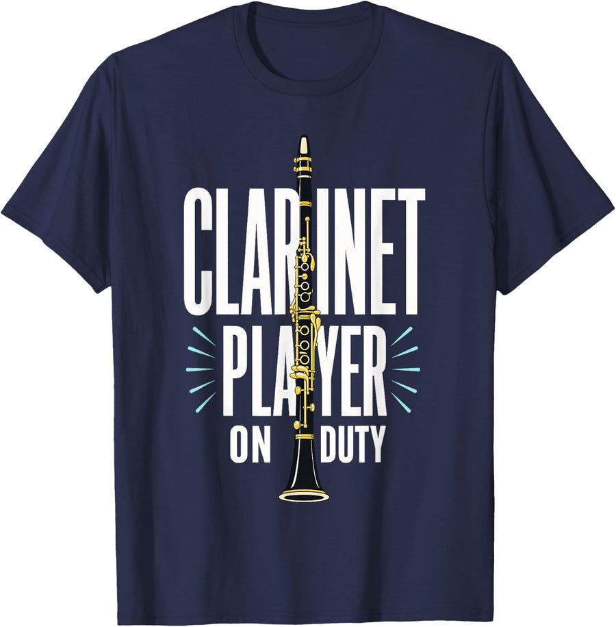 Clarinet Player On Duty Musician Band Orchestra T-Shirt - Navy Blue