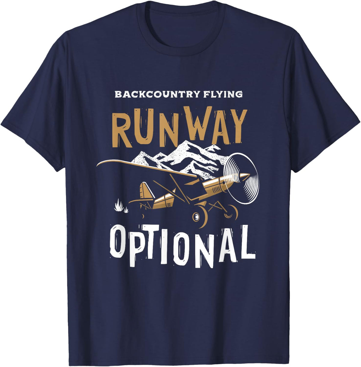 STOL Bush Plane Pilot, Backcountry Runway, Optional T-Shirt - Navy Blue