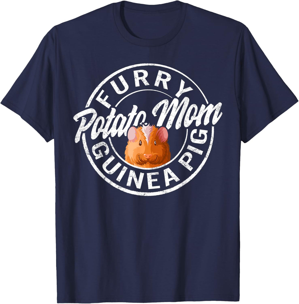 Furry Potato Mom Guinea Pig Mom Cute Cavy Mama Mothers Day T-Shirt - Navy Blue