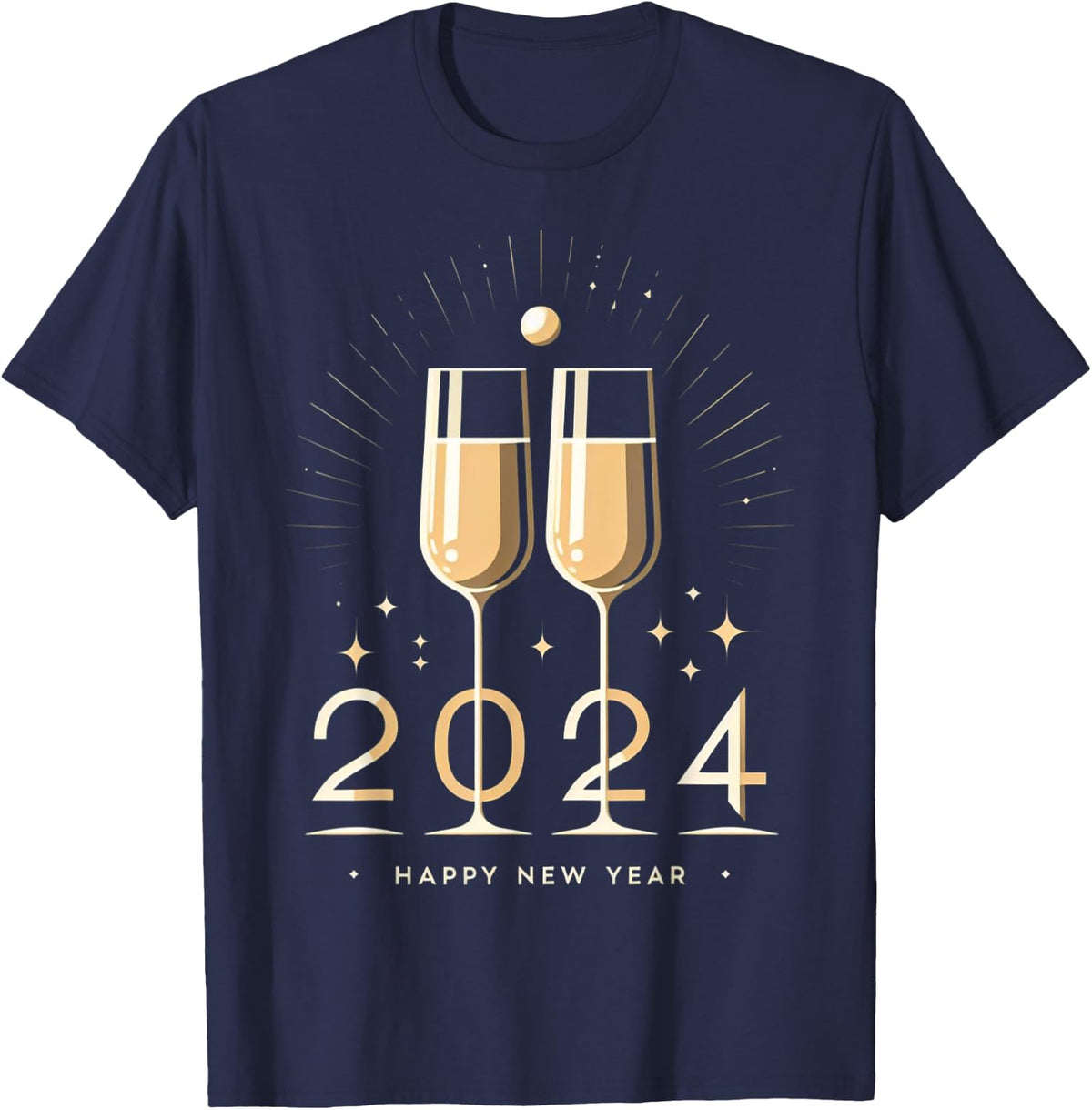 Happy New Year 2024 T-Shirt - Navy Blue